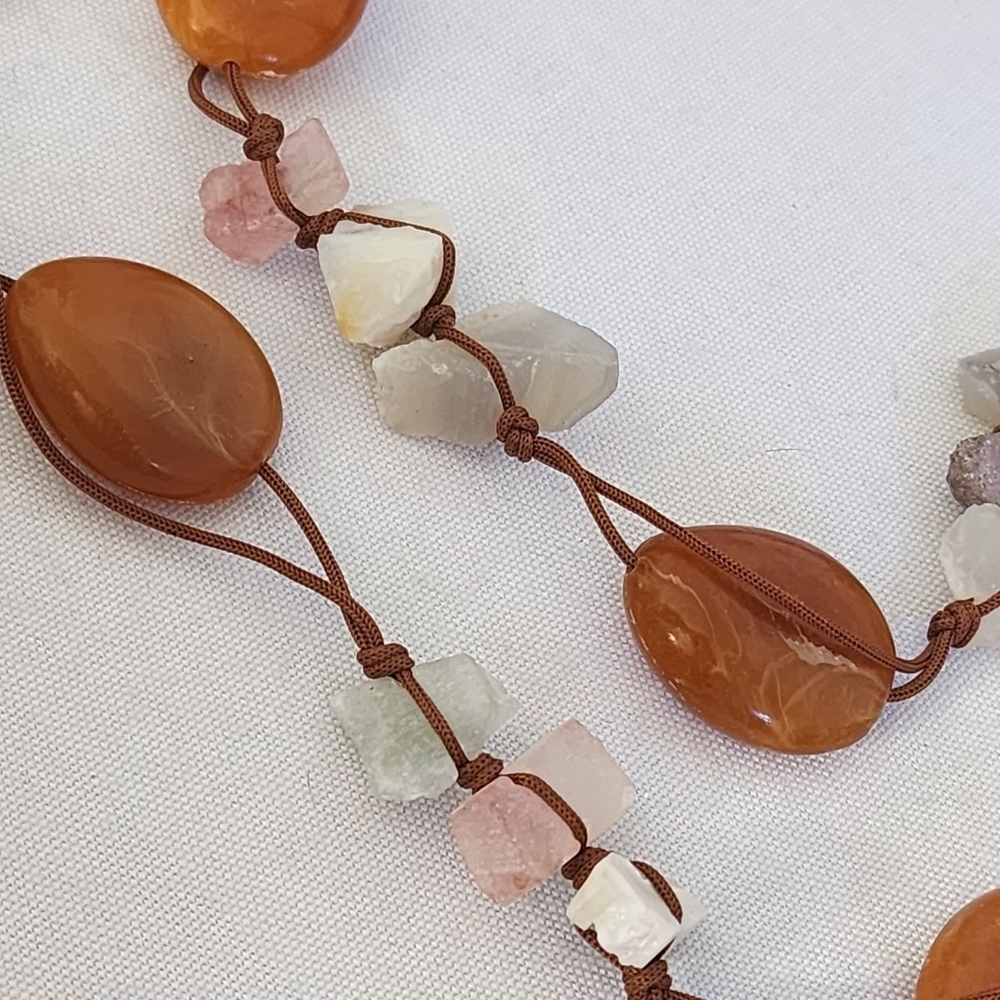 Natural Stone and Raw Crystal String Waist Chain Belt or Necklace - Picture 6 of 10